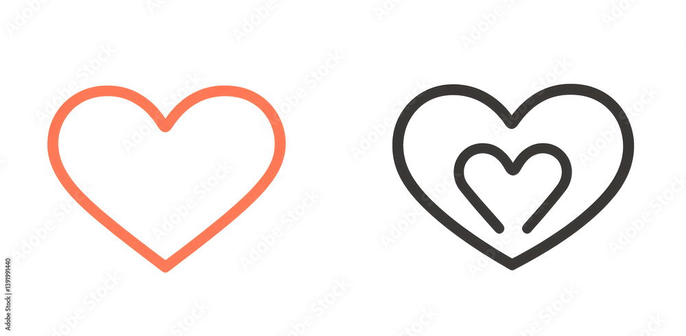 Poster a combined image of a heart and a colored shape representing love. with a refined contour, it makes 