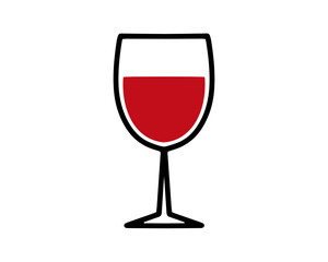 Glass of red wine on white background. Logo. Icon. Vector.