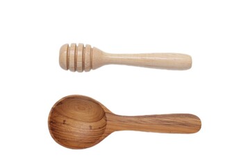 wooden spoon on white background