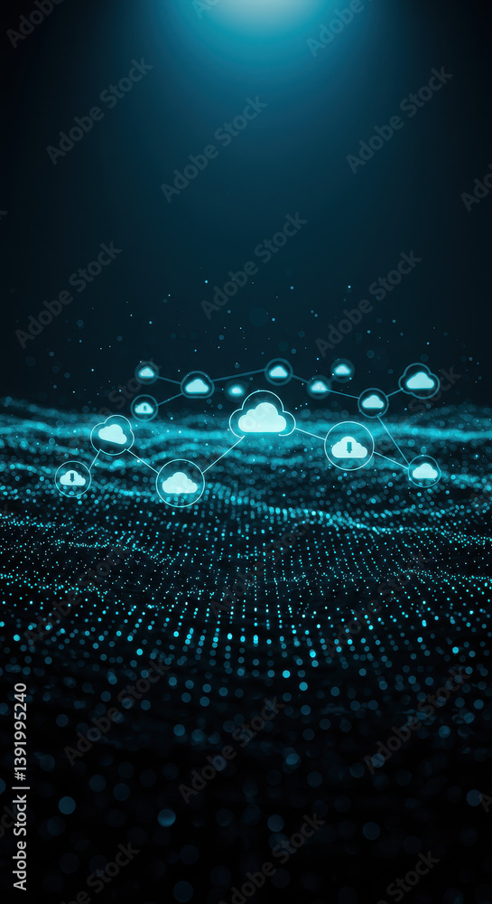 Poster cloud network: secure data storage & connectivity. digital solutions, innovation, & scalable technol