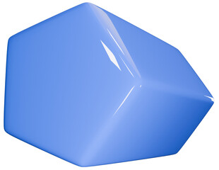 3D Blue Hexagonal Prism Isolated