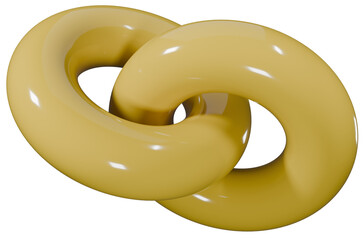 3D Golden Interlocked Torus Rings Isolated