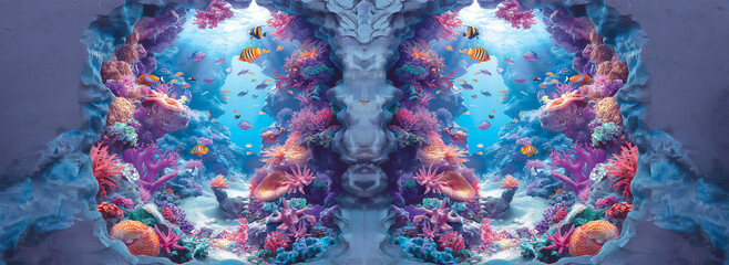 Vibrant Underwater Reef Scene with Colorful Coral and Fish
