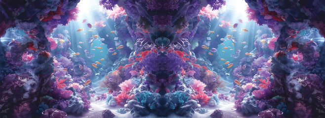 Vibrant Underwater Coral Reef with Colorful Marine Life Scene