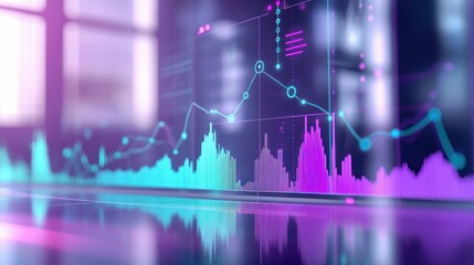 Intricate data visualizations with dynamic graphs and vibrant colors reflecting business insights.