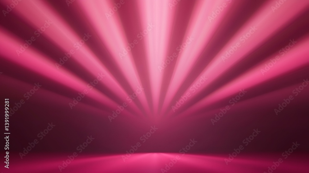 Poster the image shows a dark pink background with radiating light beams emanating from the center, creatin