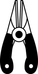 black and white flat icon vector of Pliers