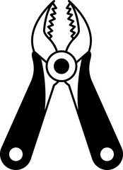 black and white flat icon vector of Pliers