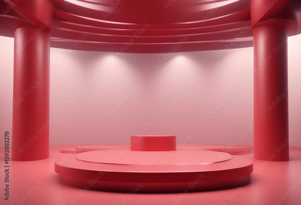 Aufkleber red product 3d rendering podium abstract background platform presentation design render dais clean m