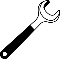 black and white flat icon vector of Wrench