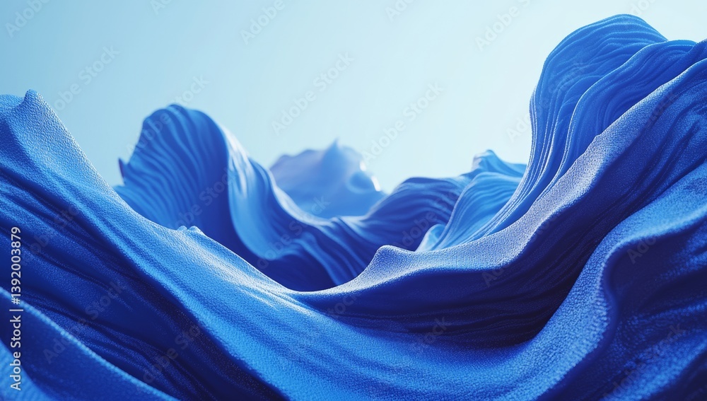 Poster a soft blue design with flowing curves and hazy lines on a backdrop. this contemporary abstract art 