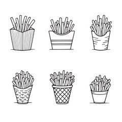 Modern French Fries Vector Line Art Design Trend