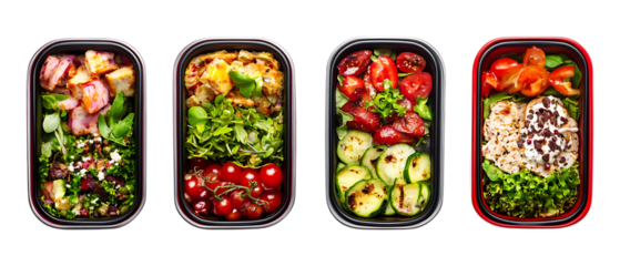 Pack of Lunchbox set of Five Different Poses set Against Transparent Background for Culinary, School, or Promotional Projects