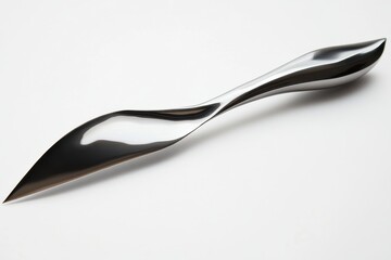 Sleek modern silver knife design elegant curved blade polished finish minimalist aesthetic sharp isolated on transparent background