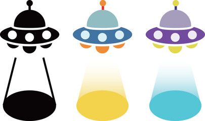 UFO　アブダクション　キャトルミューティレーション　アイコン　セット