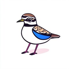 Fototapeta premium Colorful and Charming Illustration of a Small Bird with Distinctive Markings on White Background
