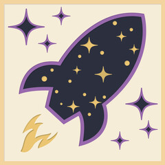 vector illustration of a cartoon star. Layered paper cut style, Shadow Box 