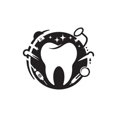 dental care vector silhouette clip art illustration
