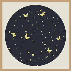 Naklejka premium Night frame, Layered paper cut style, Shadow Box 