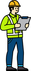 flat icon vector of Technician is holding documents