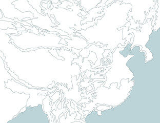 Black and white outline map of China with clear national borders. Editable vector format, ideal for educational use, presentations, infographics, and customizable design and mapping projects.