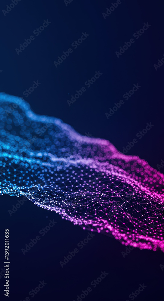 Poster abstract data wave: digital network with blue & pink gradient - modern tech design