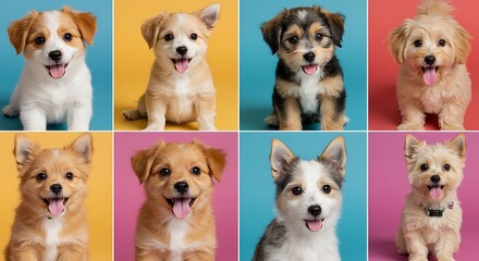 Obraz premium Rainbow of Puppy Smiles AI Generated