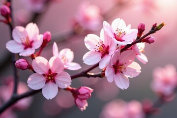 Delicate pink sakura blossoms, intricate branch pattern, pattern, subtle