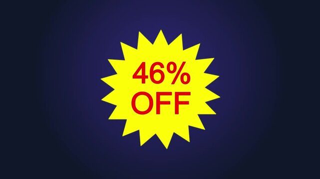 Yellow star and 46% discount icon animation, ideal for sales, promos , and online store use, and e-commerce videos.
