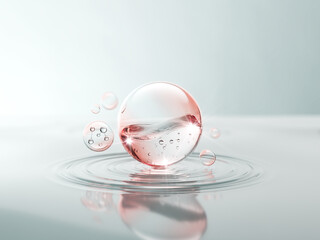 cosmetic moisturizer water molecule, Cosmetic Essence, Liquid bubble, 3d rendering