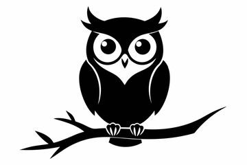 a owl on branch design silhouette vector illustration