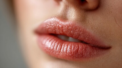 Naklejka premium A close-up of smooth, subtly colored lips demonstrating natural beauty and a healthy appearance.