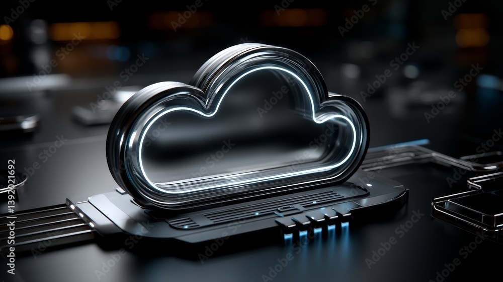 Poster cloud computing interface exhibiting data management and technological innovations