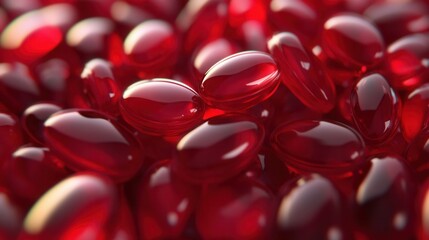Close-up view of many red pills