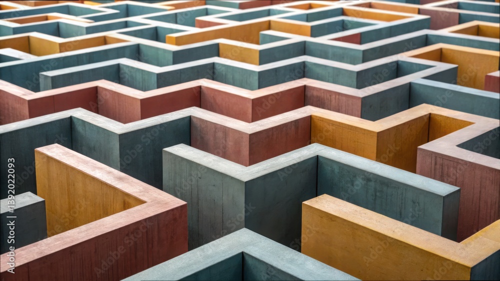 Poster Abstract Geometry Blocks Forming Walls in Vibrant Color Patterns