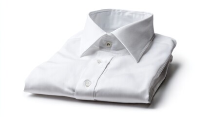 Folded White Dress Shirt Isolated on White Background for Menswear