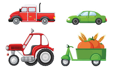 Heavy vehicle line and glyph solid icons collection
