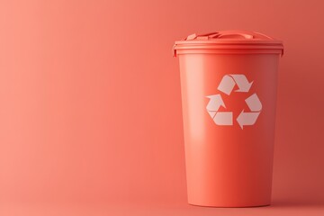 An orange recycling bin against a matching background environment
