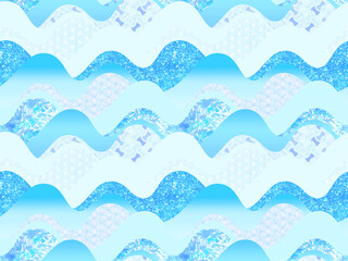 シームレスな和柄入りの波模様背景
