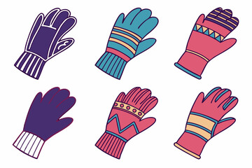 set of Gloves silhouette vector illustration