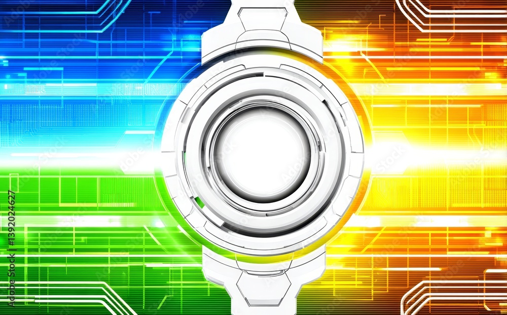 Poster vibrant technological backdrop and abstract digital tech circle with copy space