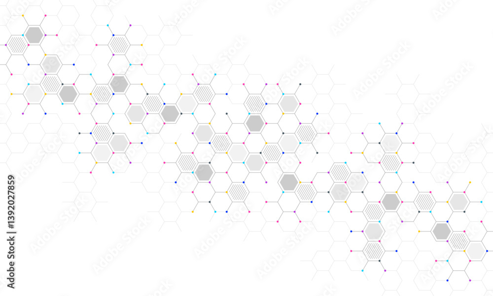 Poster Graphic design element with abstract geometric background of simple hexagon pattern