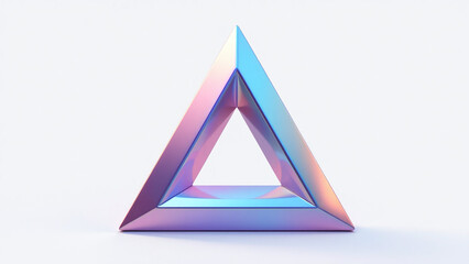 iridescent hologram sleek modern triangle icon isolated white