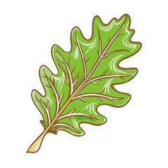 Green oak leaf icon with detailed veins, nature's beauty concept