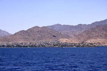 Fototapeta premium View of Aqaba, Jordan, seen from the sea