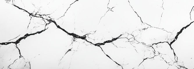 White marble reveals an abstract pattern of intricate black veining against a bright surface, showcasing a contemporary aesthetic ideal for luxurious spaces and artistic use