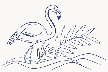 Flamingo Shape Black Vector - Elegant Minimalist Bird Silhouette Design.