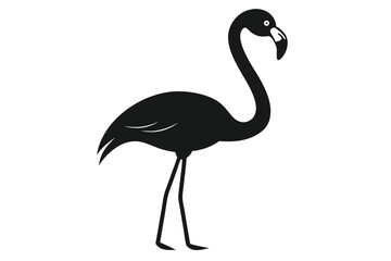 Flamingo Shape Black Vector - Elegant Minimalist Bird Silhouette Design.