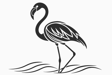 Flamingo Shape Black Vector - Elegant Minimalist Bird Silhouette Design.