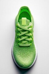 A top-down, striking view showcases a vivid green running shoe, ready for action.